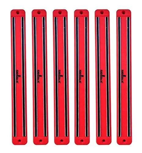 6-Slot Red Magnetic Wall Rack For Knives And Tools 1