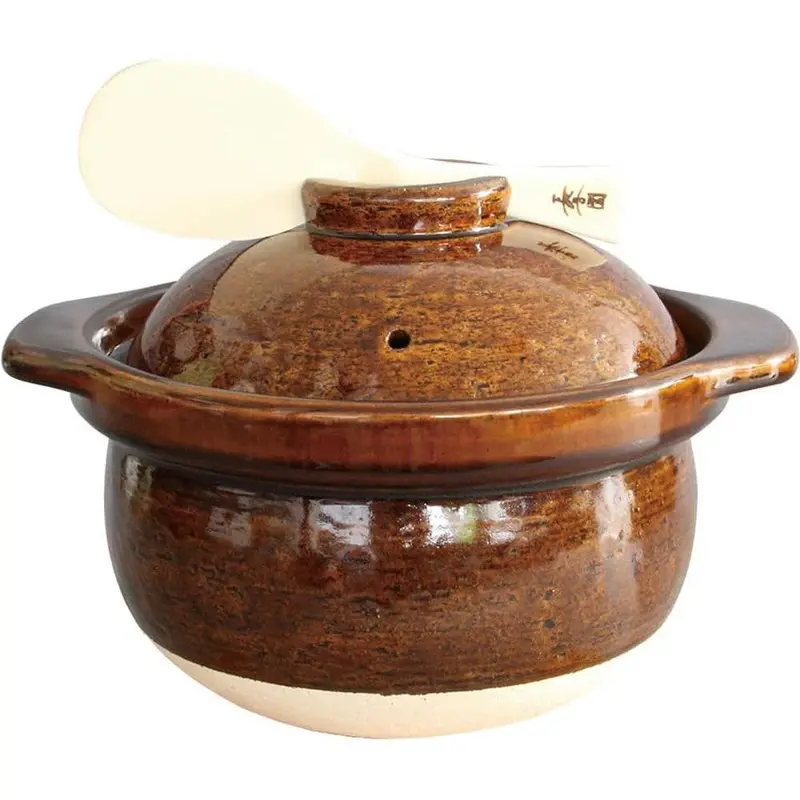 Aika + Nagatanien Kamado San Donabe Rice Cooker – Stylish 3-Cup Clay Pot With Ame Glaze 1
