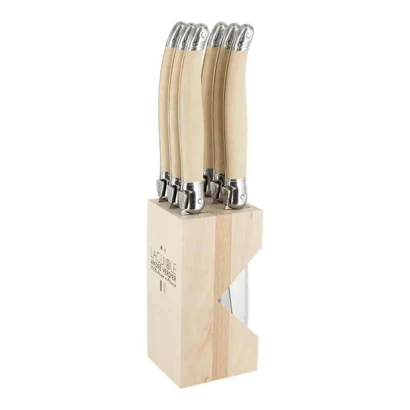Andre Verdier Laguiole Debutant Steak Knife Set – 6-Piece Sandstone Collection 1