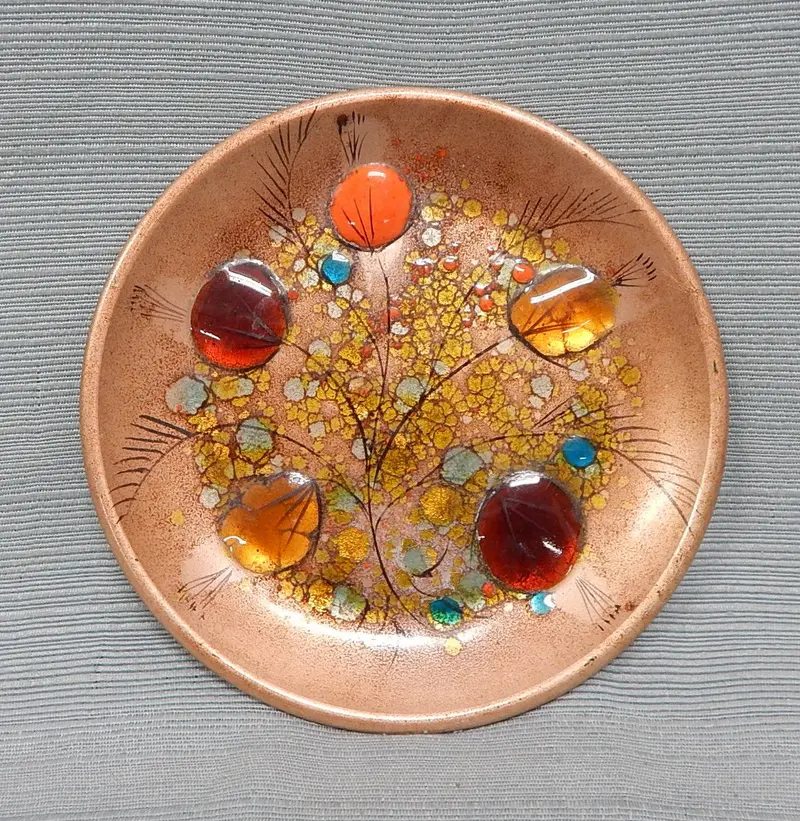 Antique California Cloisonné Copper Wall Plaque 1