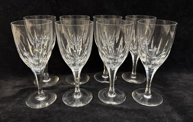 Atlantis Castelo Cut Crystal Water Goblets – Set Of Eight Fine Glassware 1