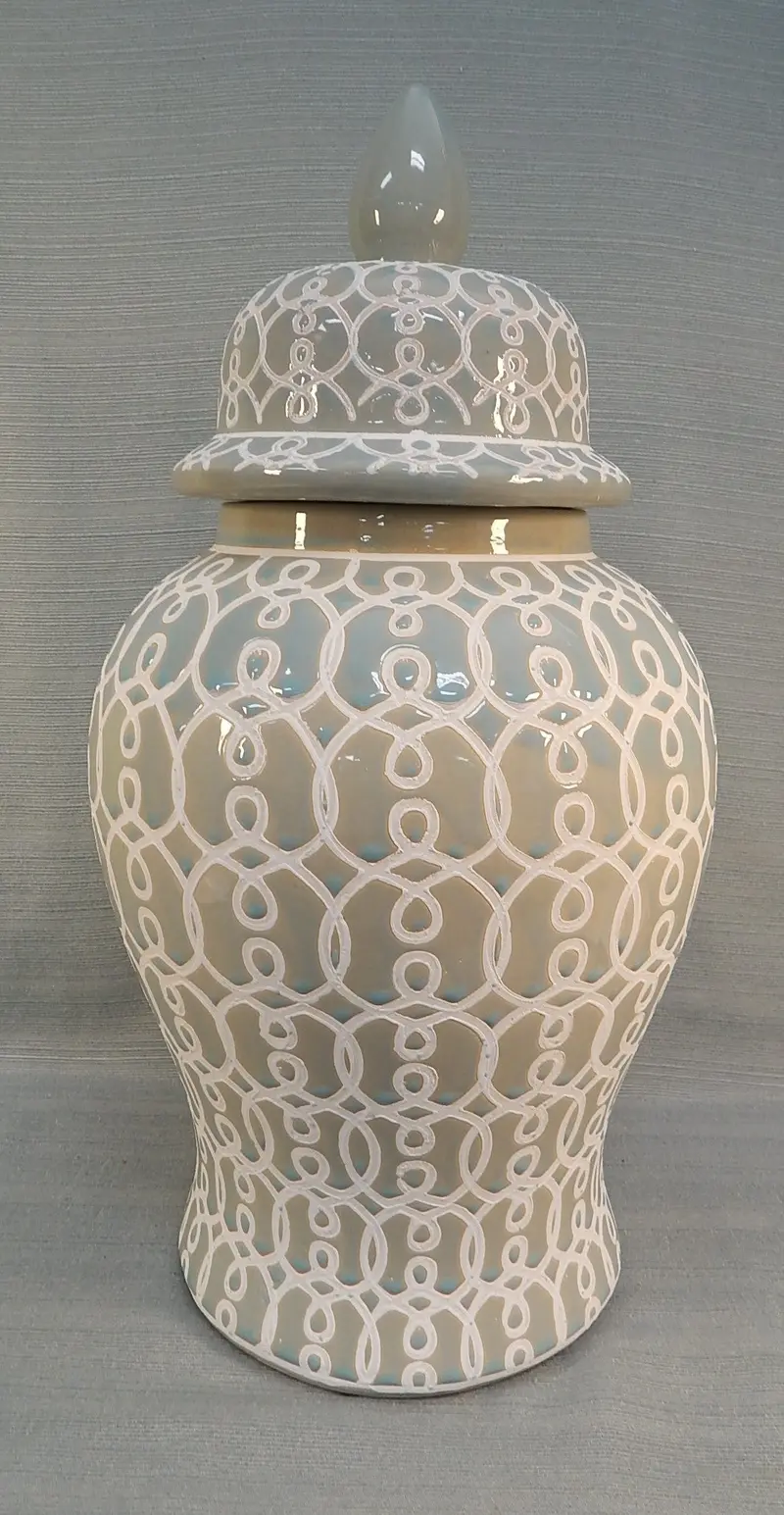 Benjara Deni Temple Jar – Large Hand-Textured Ceramic Vessel 1