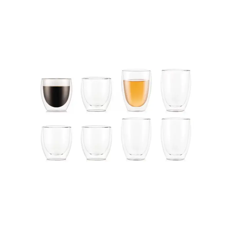 Bodum Pavina Double-Wall Thermo Glass Set – 8-Piece (4 × 350Ml + 4 × 250Ml) Borosilicate Coffee & Tea Cups 1