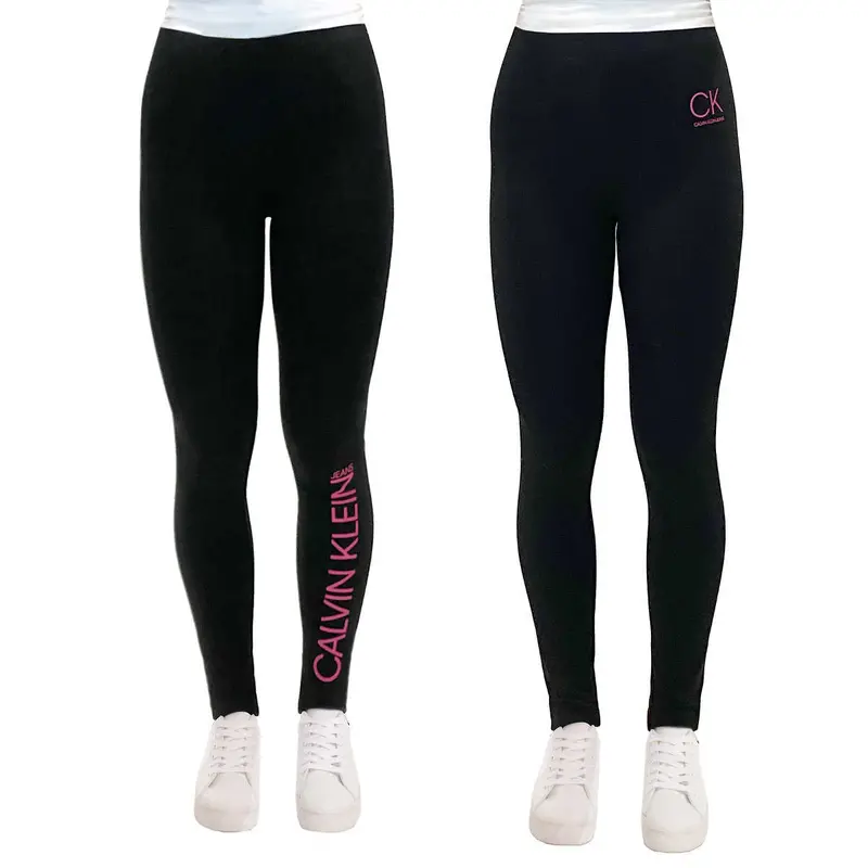 Calvin Klein Girls' Soft Black Leggings – 2-Pack Cotton Blend Stretch Fit 1