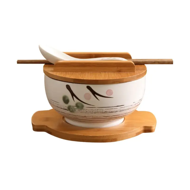 Ceramic Noodle Soup Bowl With Built-In Spoon Rest – Asian-Inspired Kitchenware 1