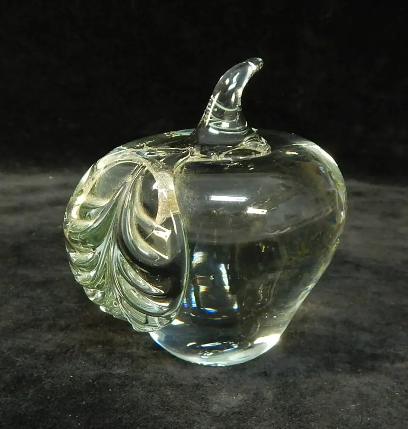 Clear Glass Apple-Shaped Paperweight 1