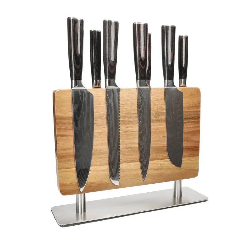 Damascus-Print 7-Piece Knife Set With Stans Upright Stand 1