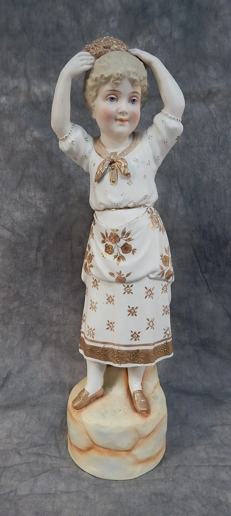 German Bisque Figurine – 17-Inch Victorian-Era Young Girl Sculpture 1