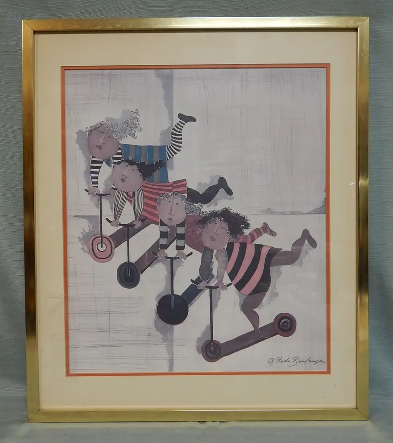 Graciela Boulanger Framed Fine Art Print: 'Les Trotinettes (The Scooters)' 1