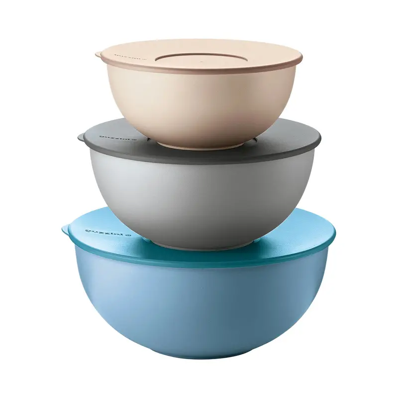 Guzzini Everywhere 3-Container Meal Prep Set – Beige, Gray & Blue Airtight Lids 1