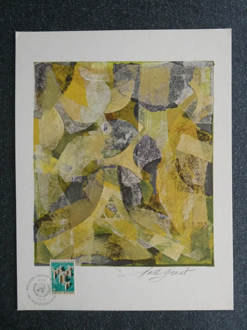 Hall Groat Mixed Media Collage Un First Day Issue Print (1979) 1