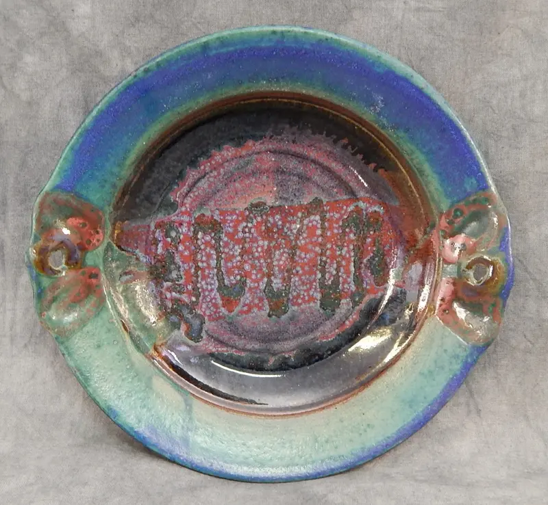 Hand-Thrown Multicolored Ceramic Plate – 9-Inch Round Artisan Dish 1