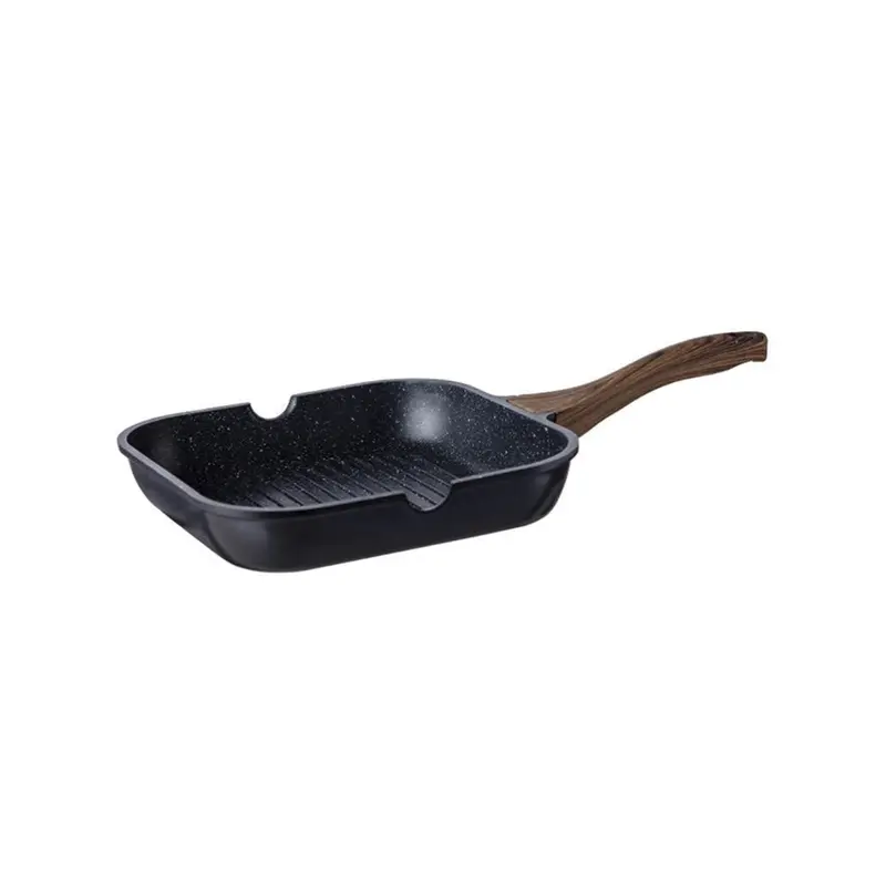 Hardwood-Handle Grill Pan – Heavy-Duty Cast Aluminum Construction 1