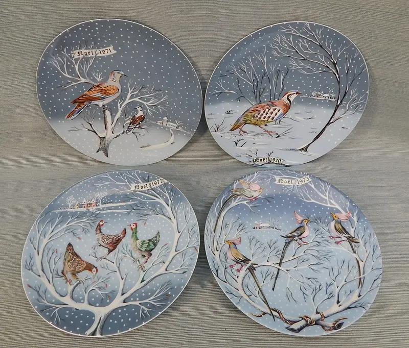 Haviland Limoges Holiday Dinnerware – Four '12 Days Of Christmas' Bird Plates 1