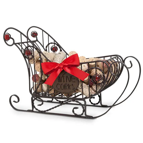 Holiday Sleigh Cork Cage – Bottle Stand & Ornament 1