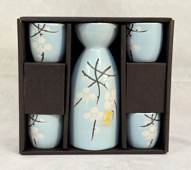 Japanese Cherry Blossom Sake Set – Five-Piece, Brand New 1