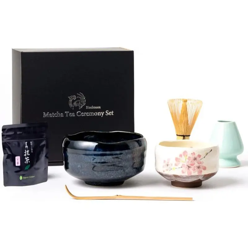 Japanese Matcha Ceremony Kit – Sakura Pink & Navy Blue Full Set 1