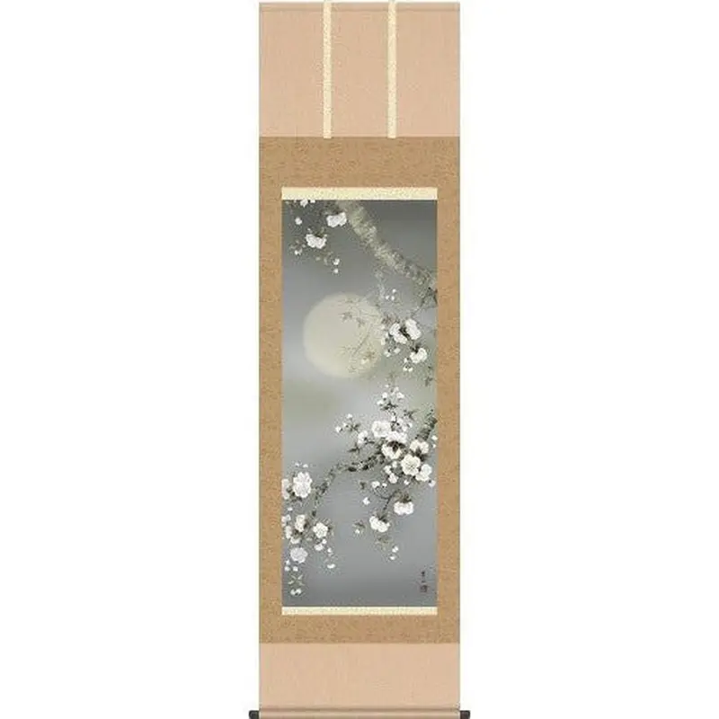 Kakejiku Night Sakura Moon Scroll – Yosui Ogata Ink Painting On Silk 1