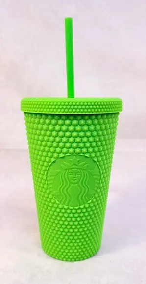 Lime Green Hobnail-Textured Starbucks Tumbler – Modern Glassware 1