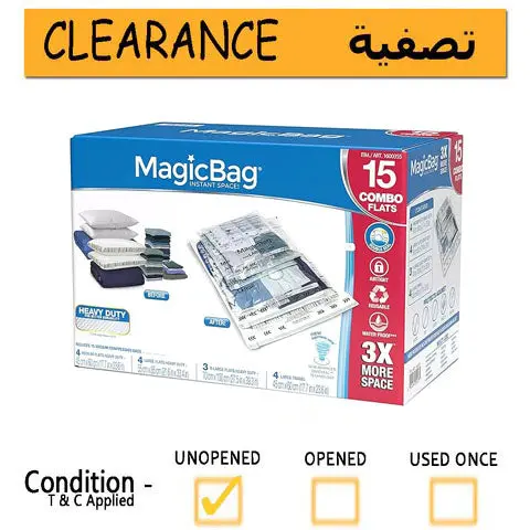 Magic Bag Vacuum Storage Bags – 15-Pack Clearance Bundle 1