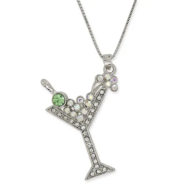 Manhattan Martini Rhinestone Pendant Necklace 1