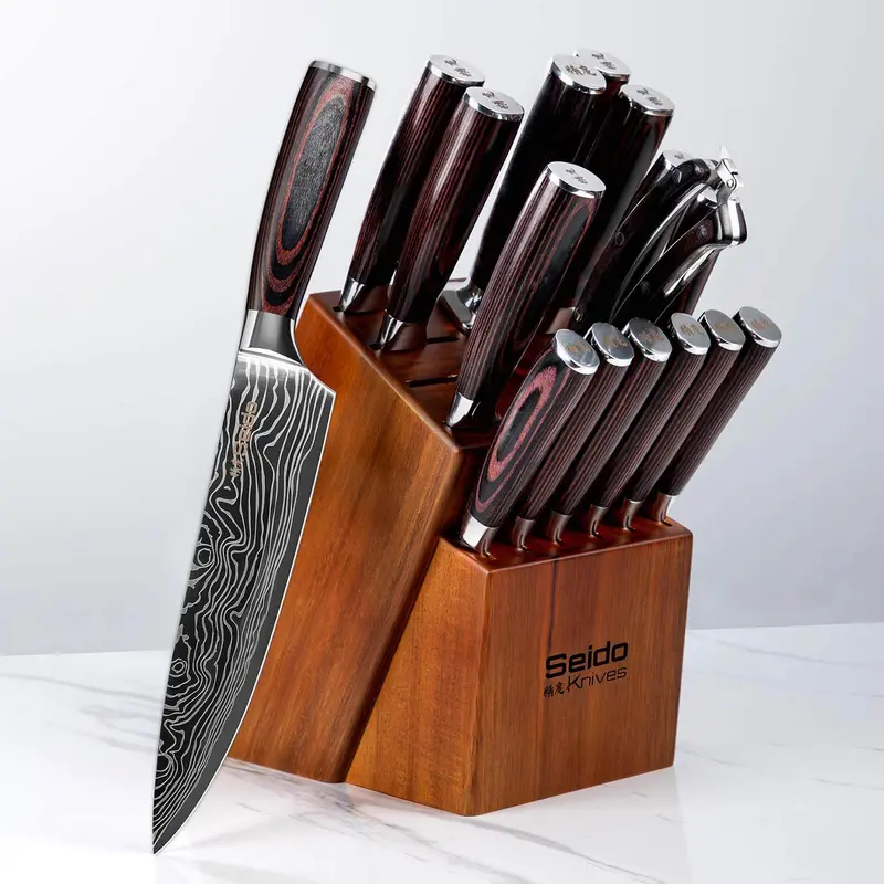 Master 17-Piece Chef Knife Block Set – Comprehensive Kitchen Bundle 1