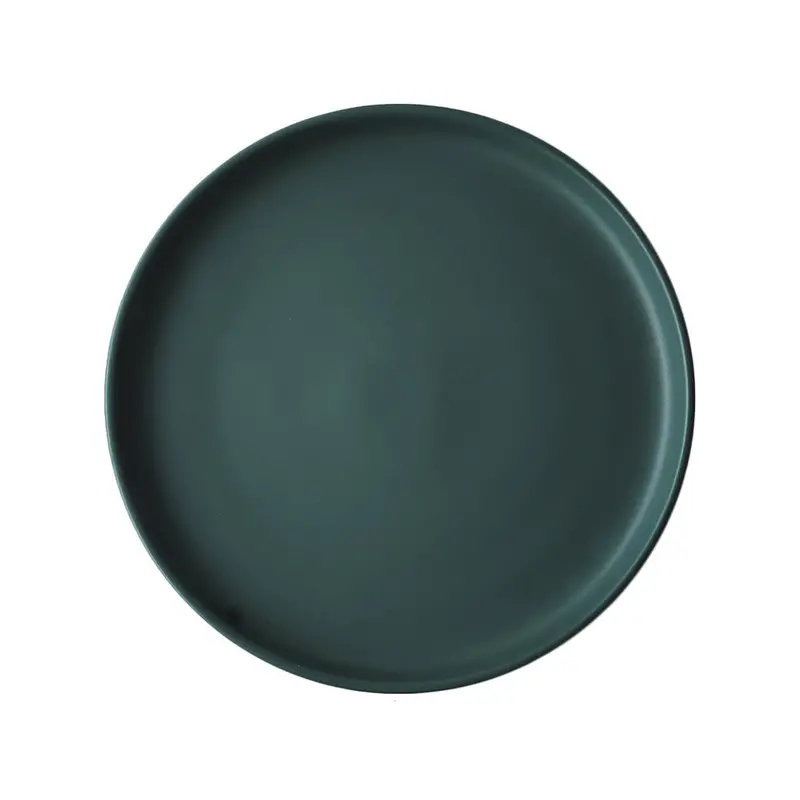 Matte-Finish Green Ceramic Plate – Handcrafted Contemporary Dishware 1