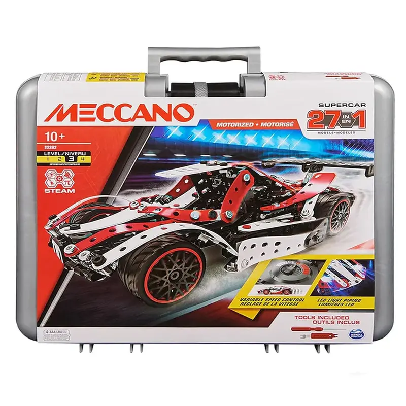 Meccano 27-In-1 Motorized Supercar Stem Kit – 6V Motor, 22202 Building Set 1