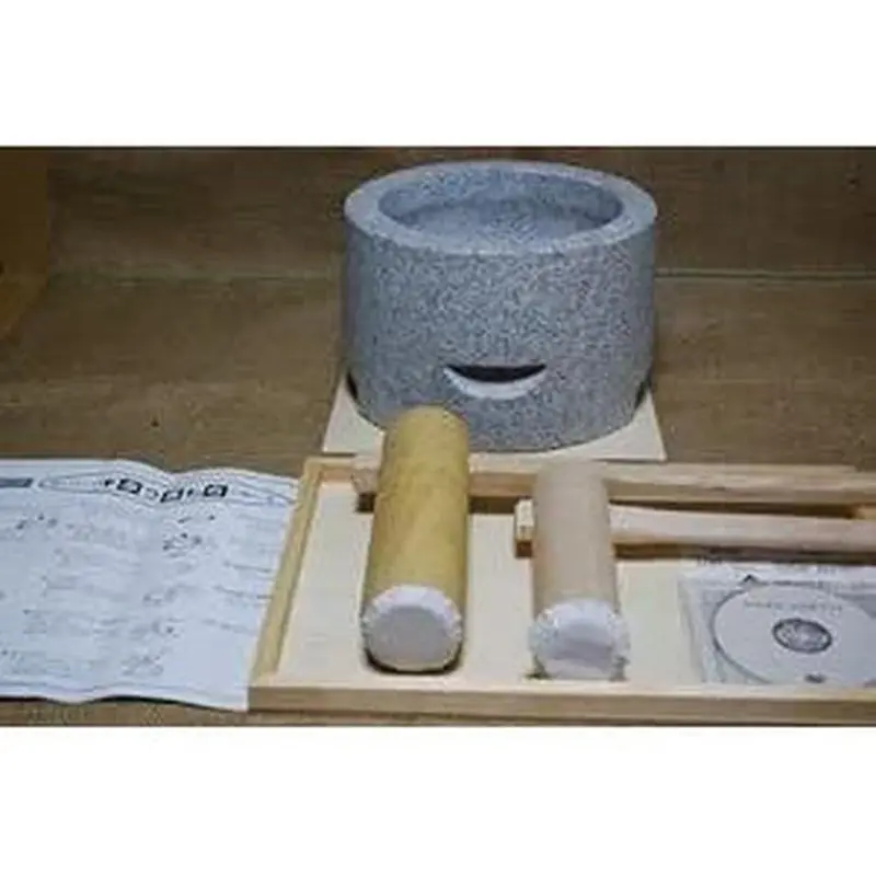 Mini Mochitsuki Set – 1-Sho Stone Usu With Dual Pestles For Home Use 1