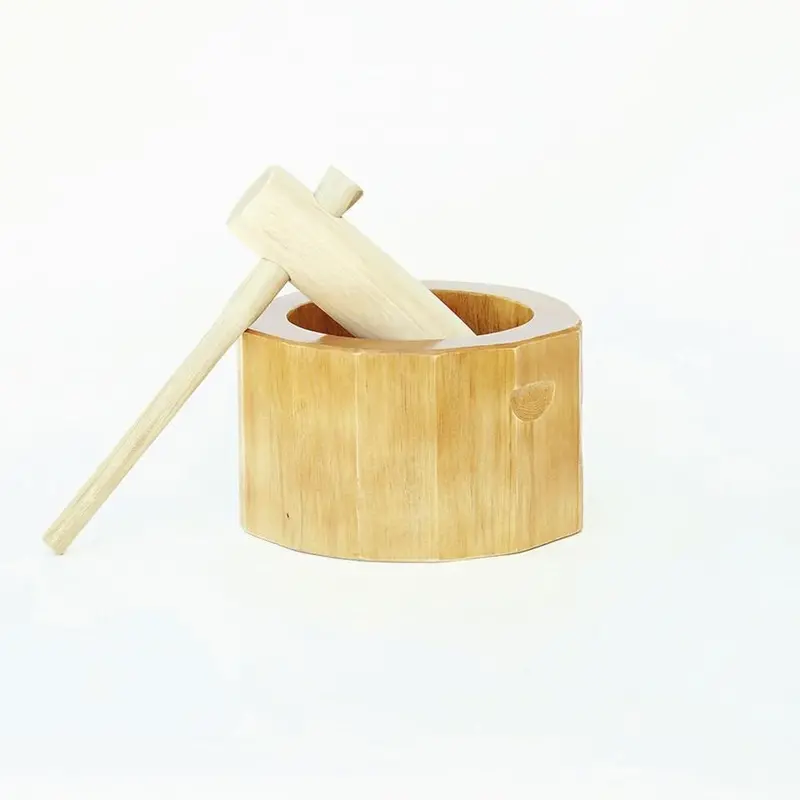 Mini Traditional Mochitsuki Set: Wooden Usu Mortar And Kine Pestle For Making Mochi 1