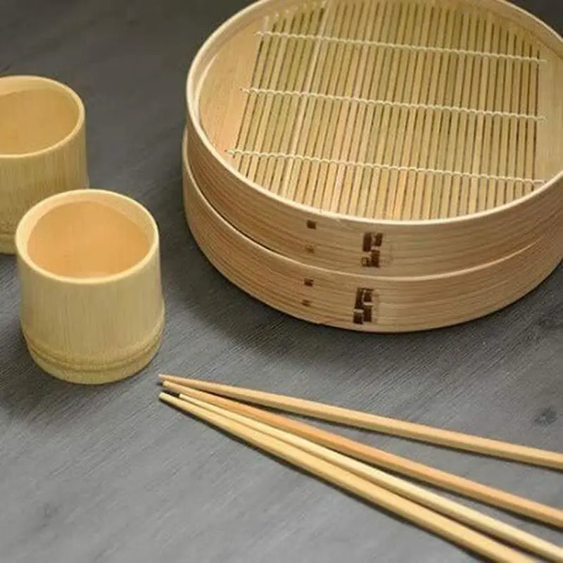 Natural Wooden Soba Serving Set – Includes Two Traditional Plates 1