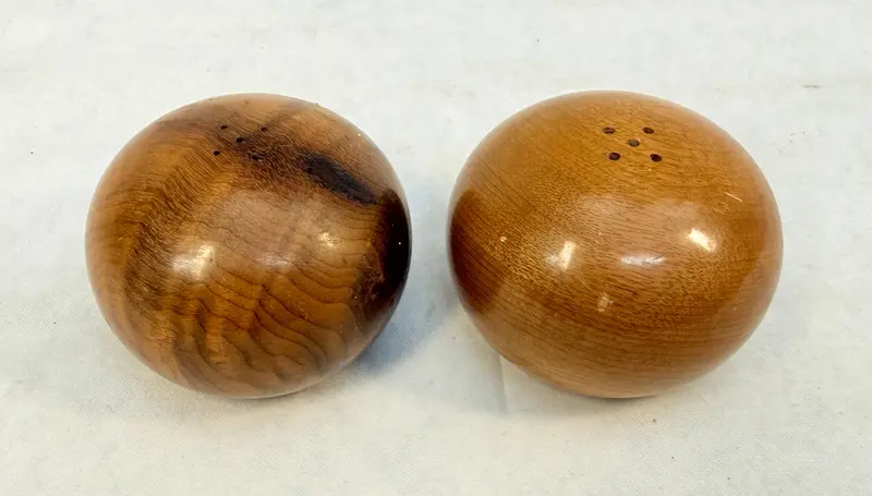 Pair Of Rustic Wooden Salt And Pepper Shakers 1