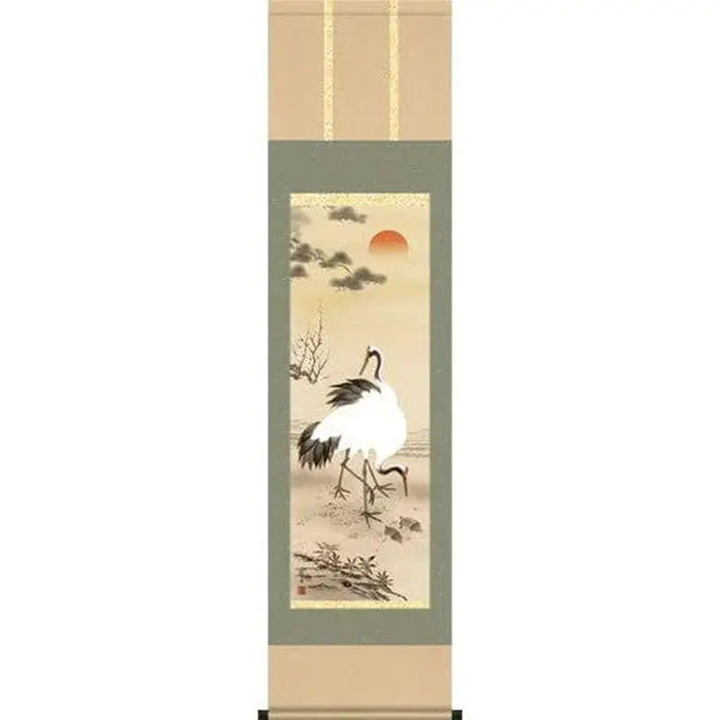 Pine, Bamboo, And Plum Motif Hanging Scroll: 'Symbol Of Longevity' By Keishu Nagae 1