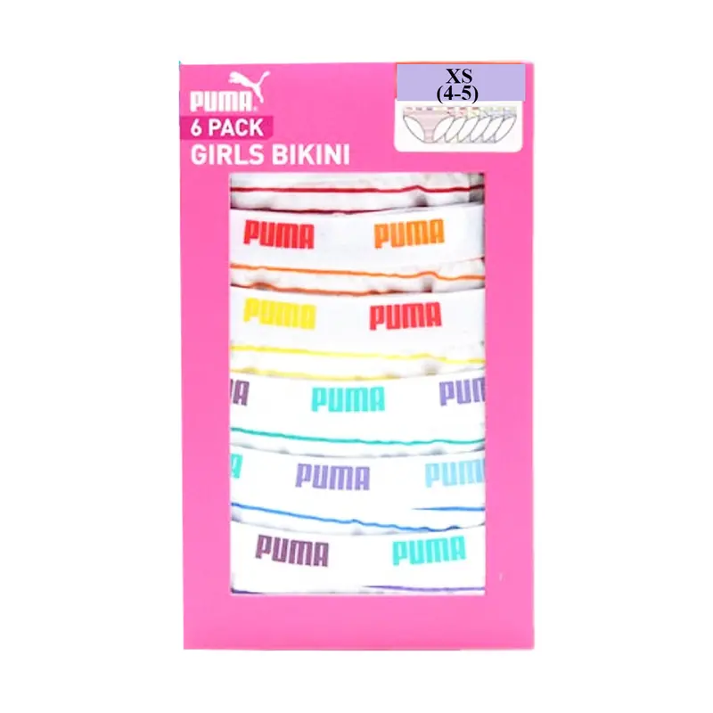 Puma Girls' Tag-Free Bikini Panties – 6-Pack Premium Cotton Stretch With Comfort Waistband 1