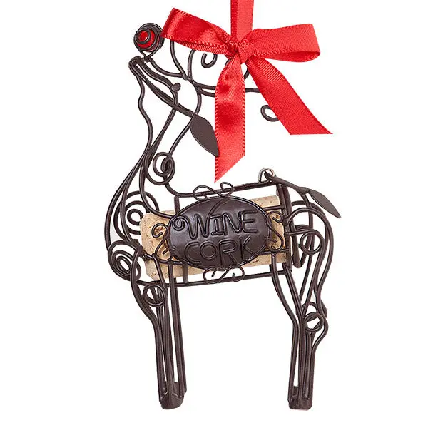 Reindeer-Shaped Cork Cage Holiday Ornament 1