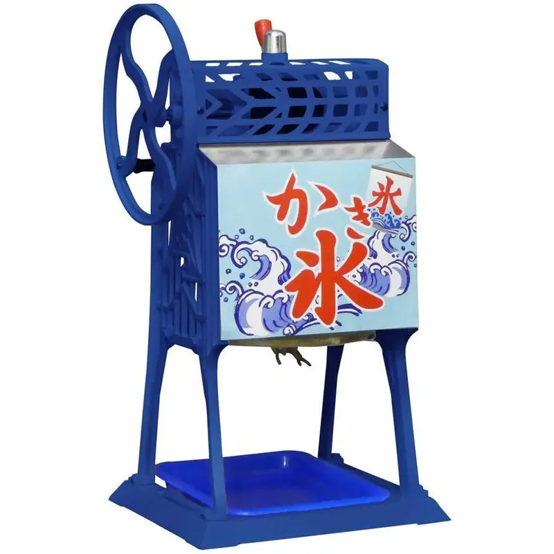 Retro-Style Manual Kakigori Maker – Blue Ice Shaving Machine 1