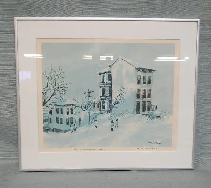 Robert Fabe Signed Lithograph 'First Snow' – Professionally Framed 1