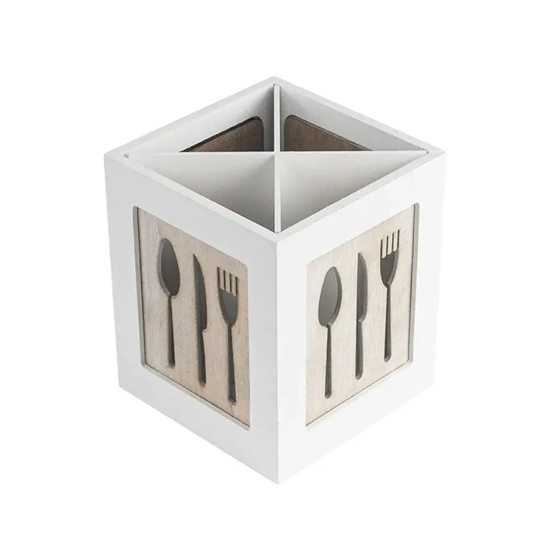 Scandinavian-Style Wooden Utensil Caddy – Natural Grain Finish 1
