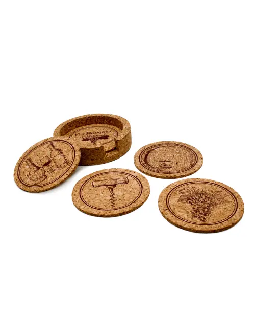 Set Of 5 Cork Coasters For Wine Glasses – Vin Bouquet 1