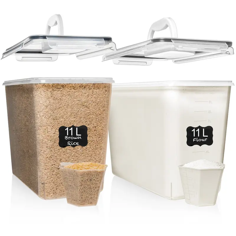 Shazo Dual-Container Flour & Sugar Storage System (11L Total, Airtight With Carry Handle) 1