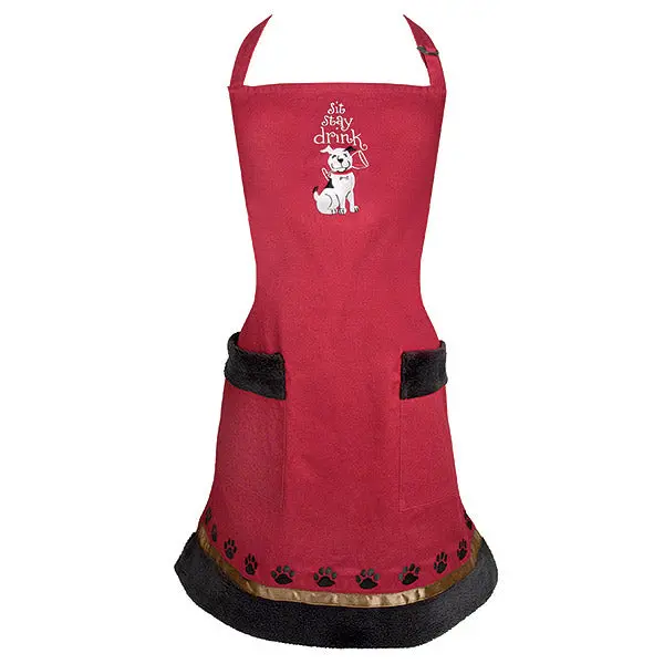 Sit. Stay. Drink! Apron: Witty Pet-Lover’S Wine Statement 1