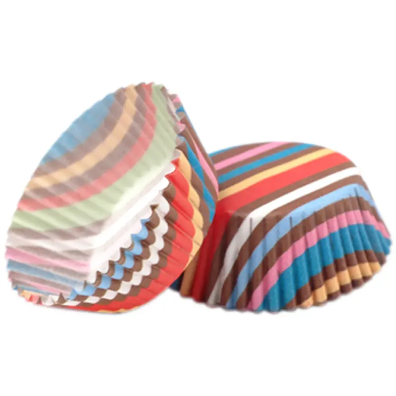 Striped Mini Cupcake Liners – Assorted Pastel Stripe Design 1