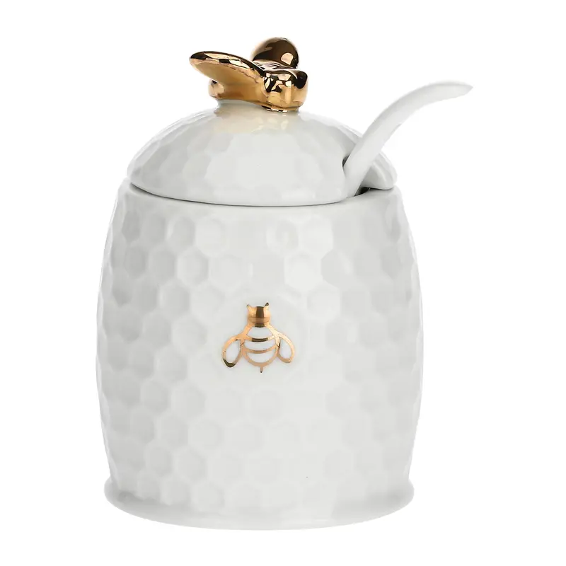 Sugar Bowl With Integrated Spoon – 10 Cm, Aperegina Gold, La Porcellana Bianca 1