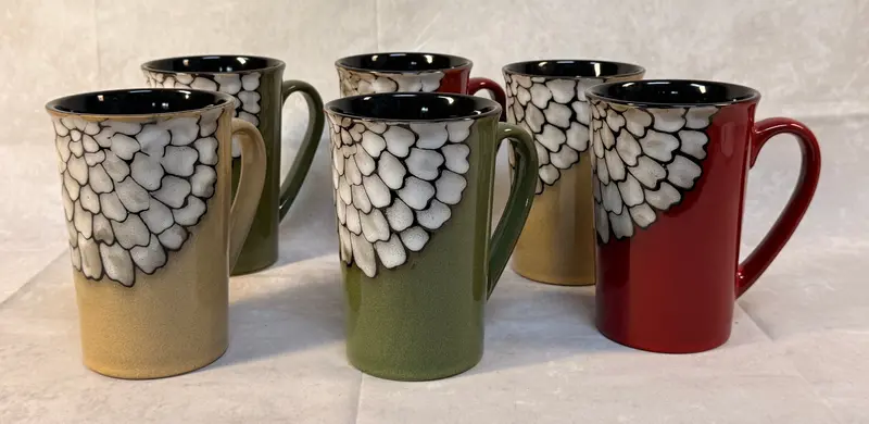 Tabletops Gallery Zinnea Ceramic Mug Set – Six Coordinating Hand-Thrown Drinkware Pieces 1