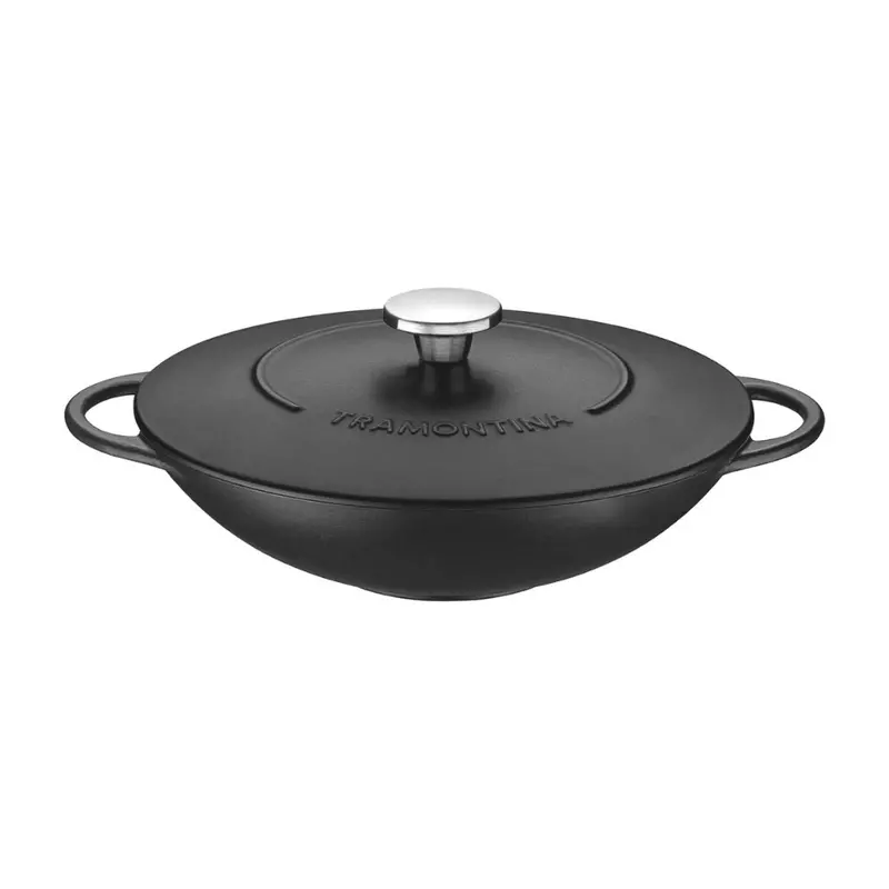 Tramontina Trento 32Cm Enameled Cast Iron Wok – 5L Capacity, Black Finish 1
