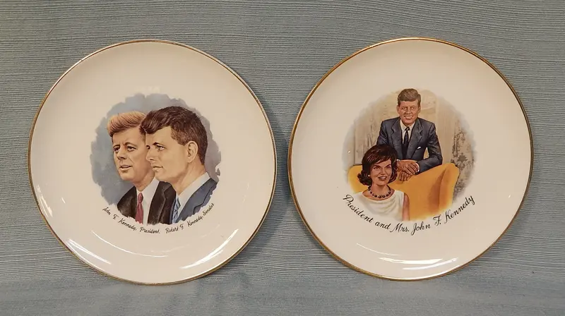 Vintage Jfk Commemorative Plates – Pair Of 9" Dinnerware 1