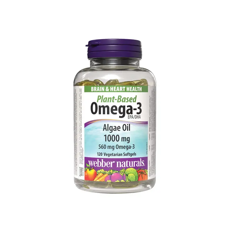 Webber Naturals Algae-Based Omega-3 Soft Gels – Plant-Derived Epa/Dha For Brain & Heart Support, 120 Capsules 1